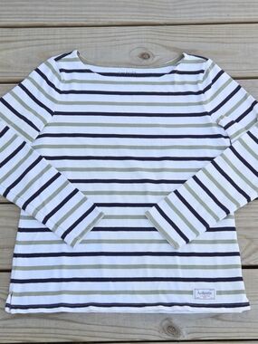 Talbots Green & Black Striped Long Sleeve Shirt Size S